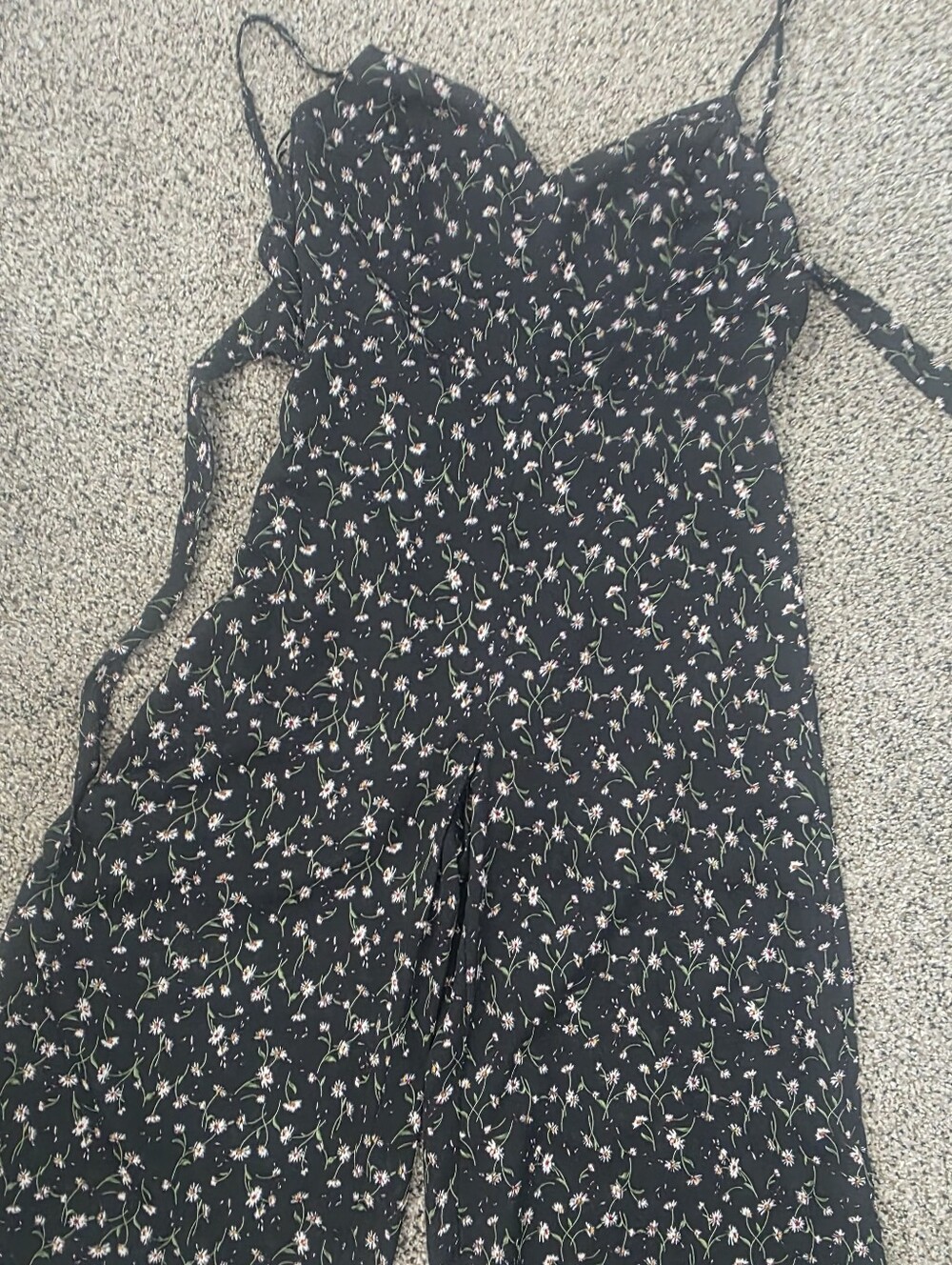 re:named Black Floral Spaghetti-Strap Jumpsuit